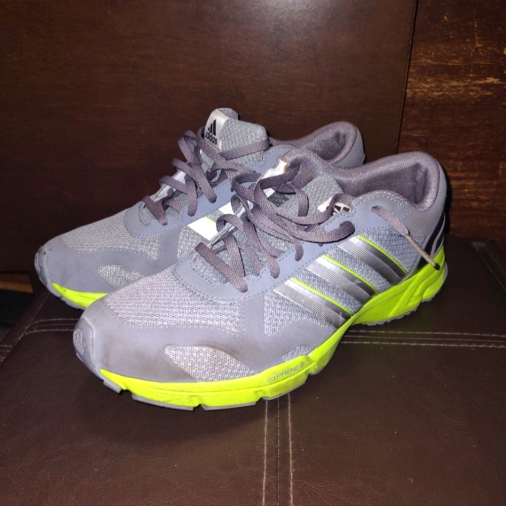 Adidas Men's Gray and Neon Yellow Athletic Shoes